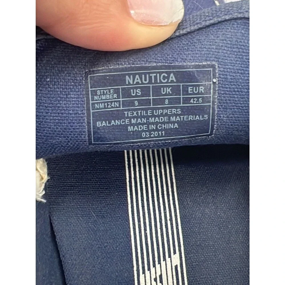Nautica Navy Canvas Slip-On Boat Shoes with Red Accent